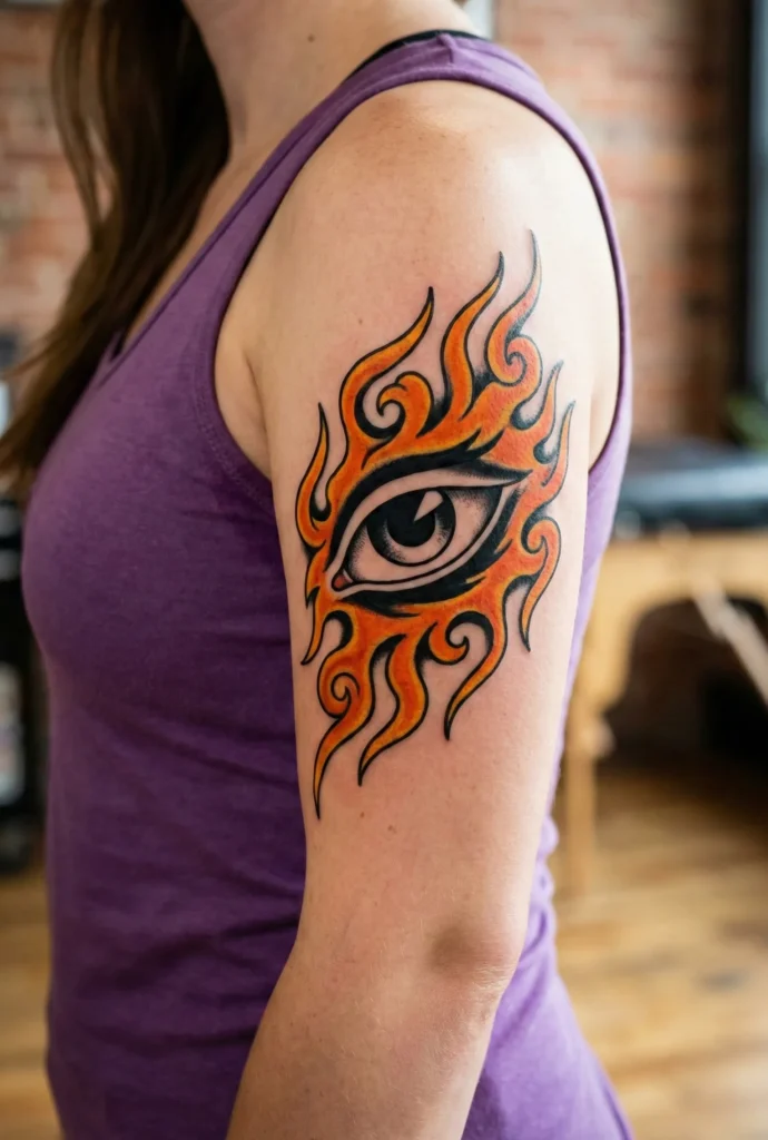 Eye with Flames Tattoo