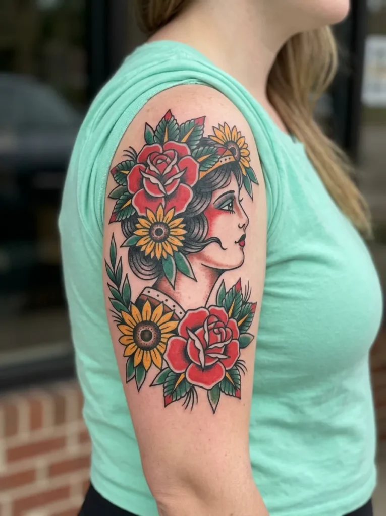 Floral Goddess Woman Face with Flowers