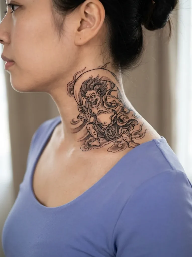 Fūjin Neck Tattoo