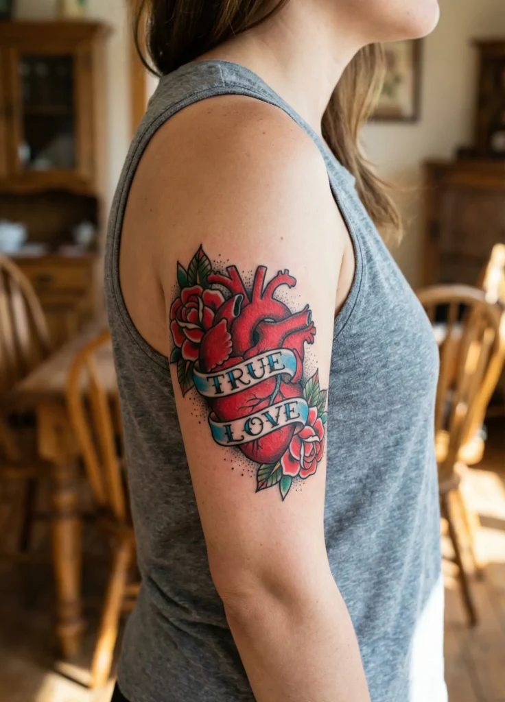 Heart and Rose Tattoo
