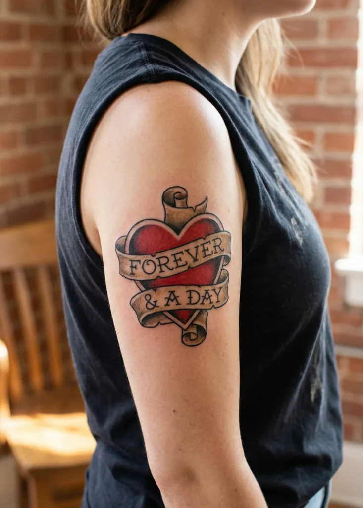 Heart with Scroll Tattoo