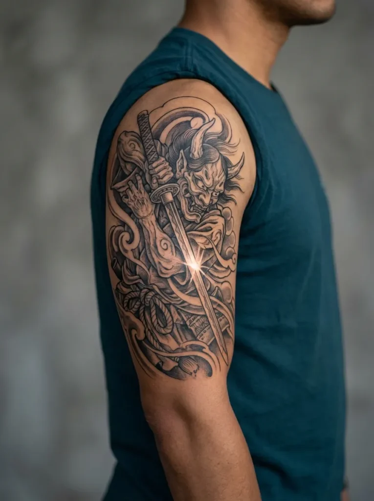 Japanese Devil with Katana Theme