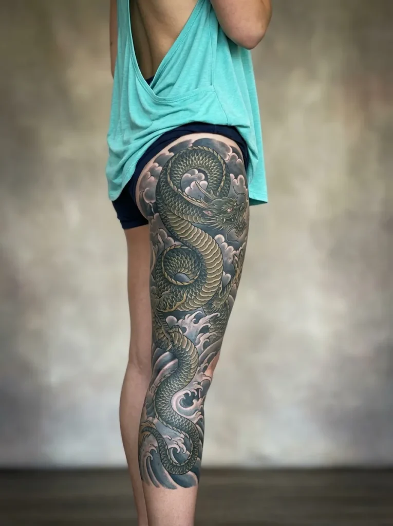 Japanese Dragon (Ryū) Leg Sleeve