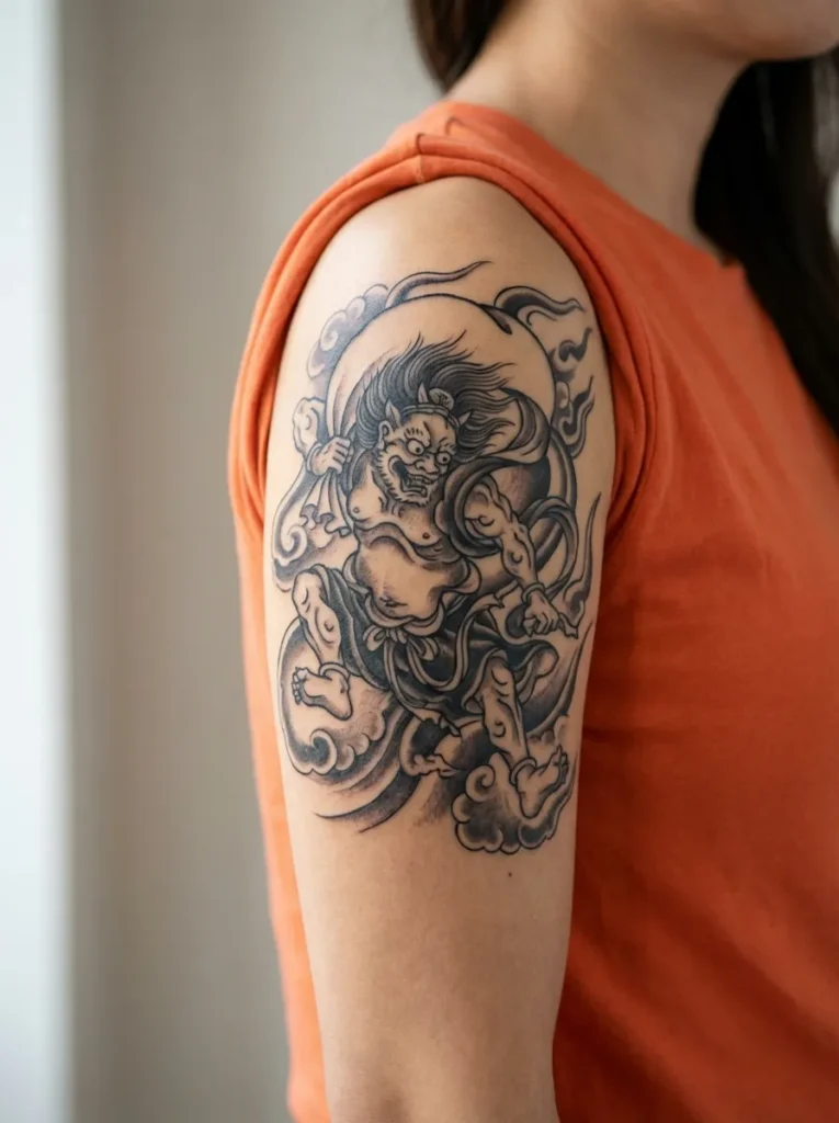 Japanese Fūjin Wind God Tattoo