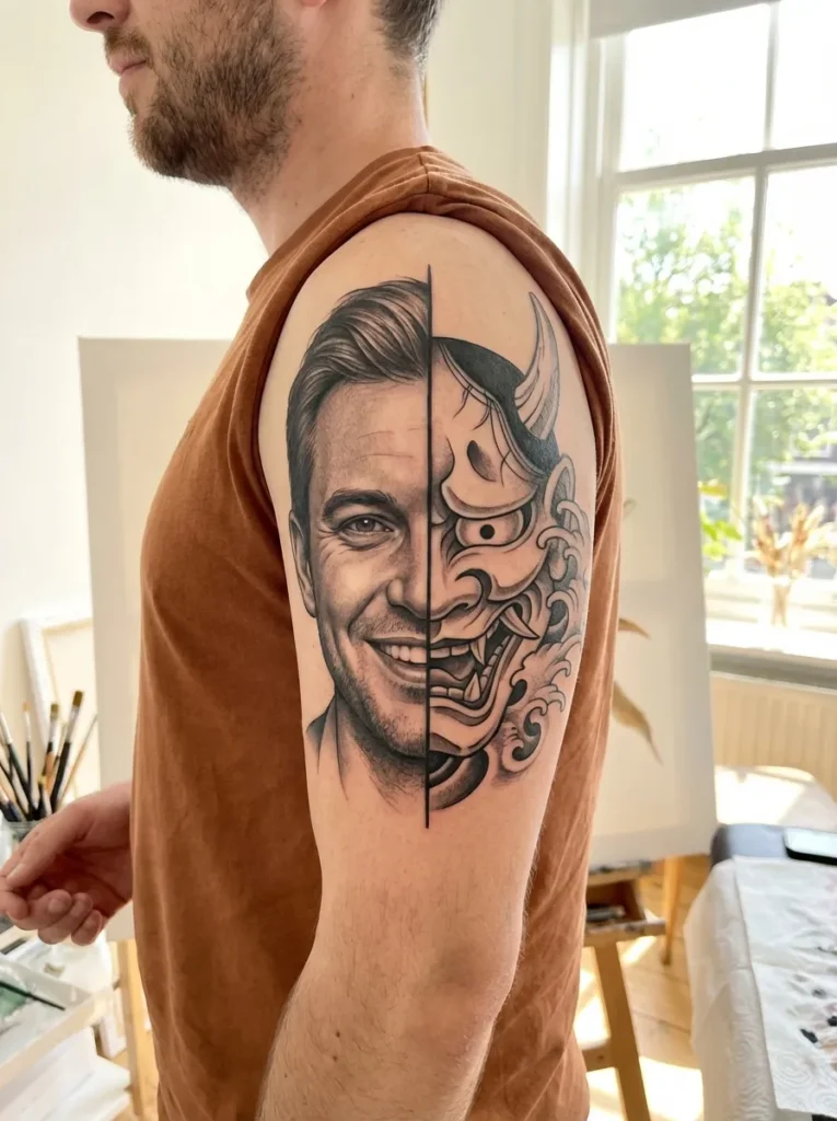 Japanese Half Devil Half Human Face