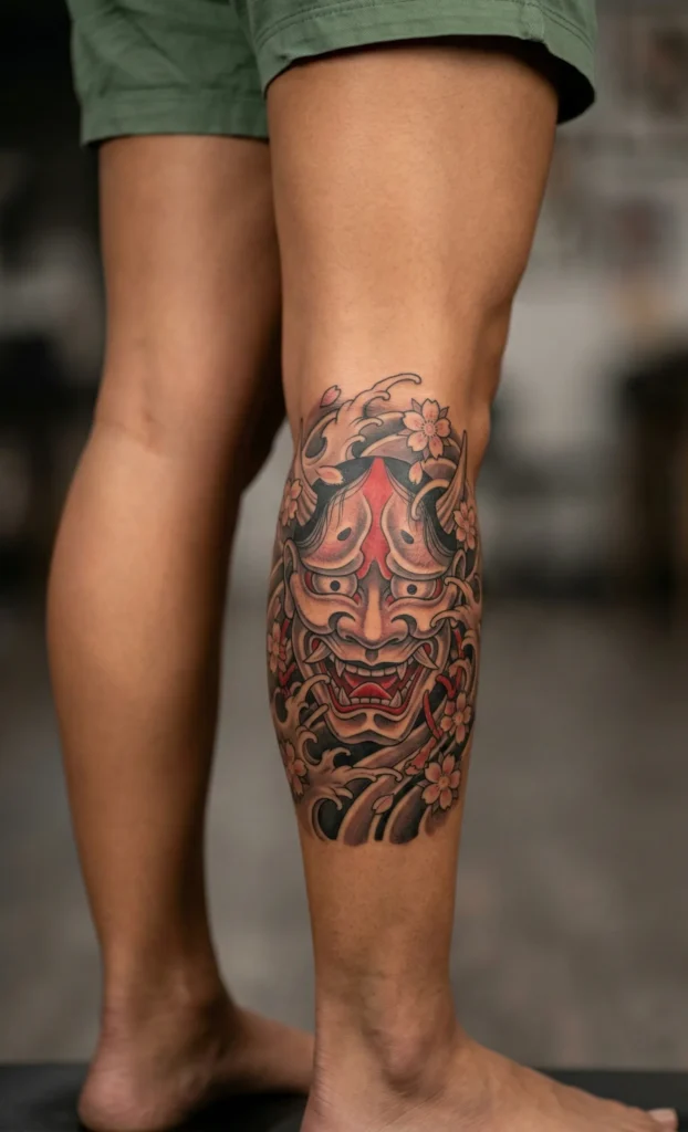 Japanese Hannya Mask Calf Design