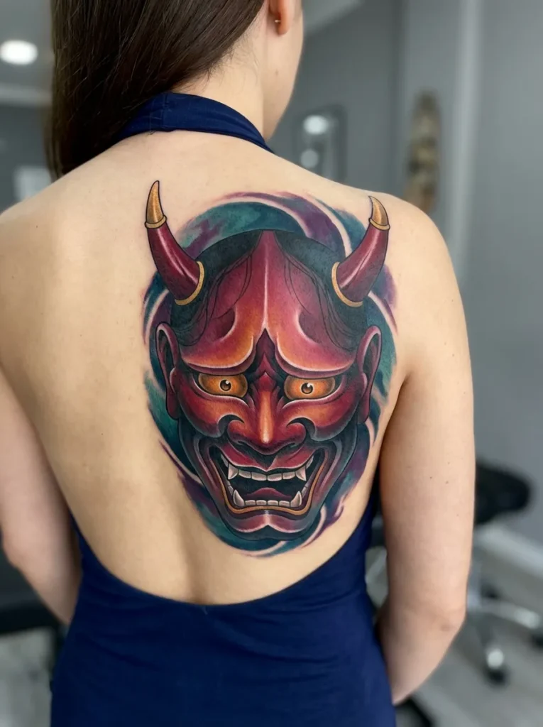Japanese Hannya Mask in Rich Tones