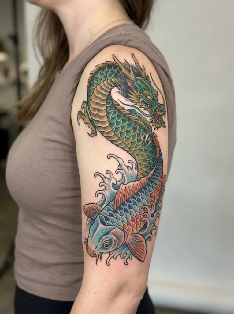 Japanese Koi to Dragon Transformation Scene