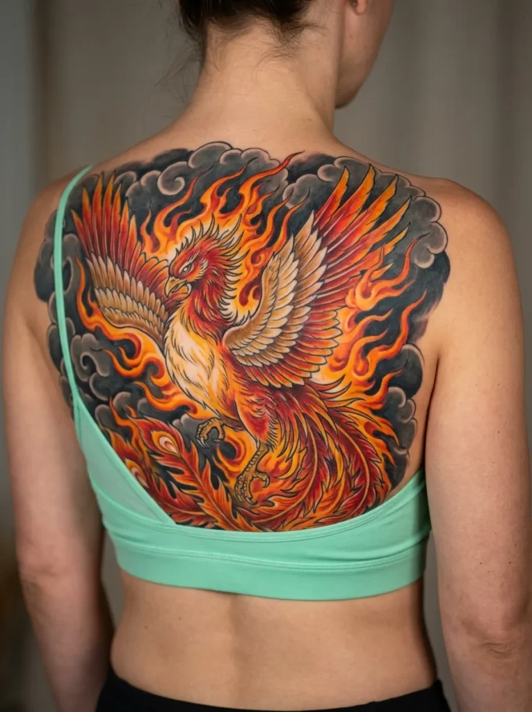 Japanese Phoenix (Hō-ō) in Bold Flames