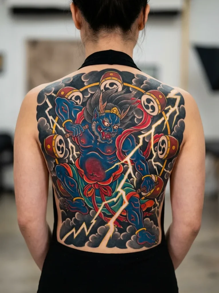Japanese Raijin with Thunder Drums