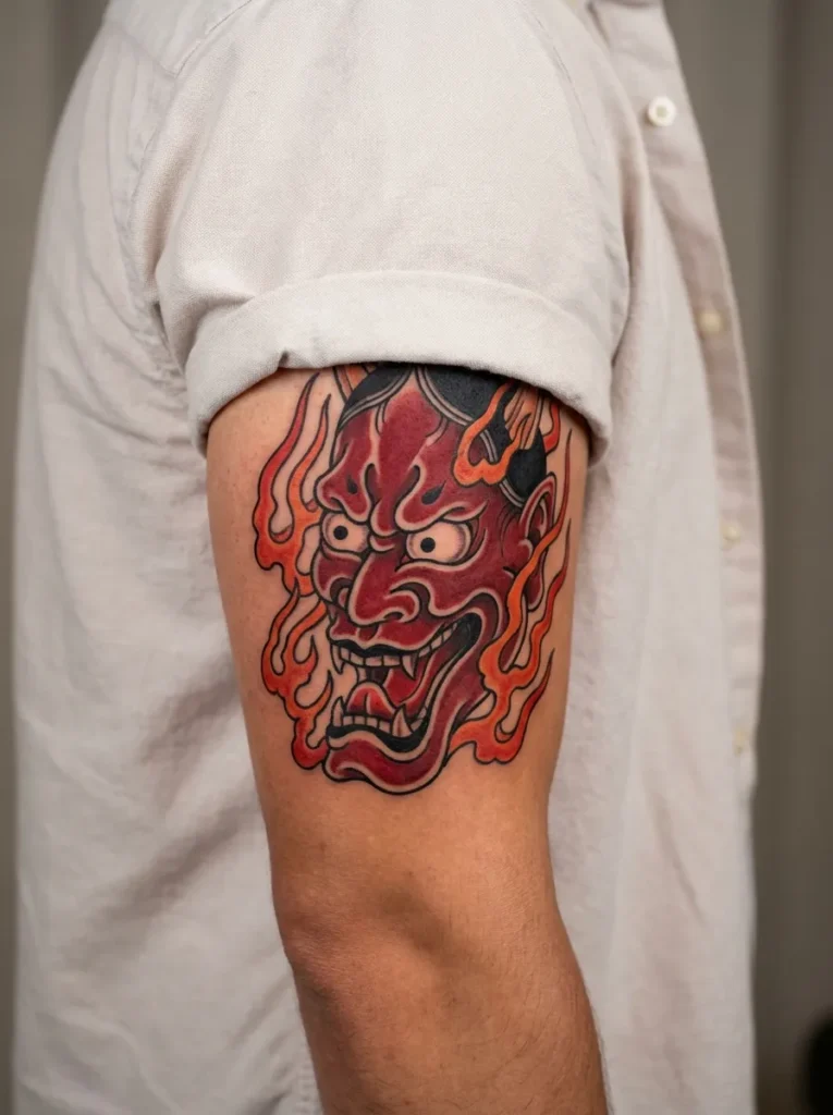 Japanese Red Oni Devil Design