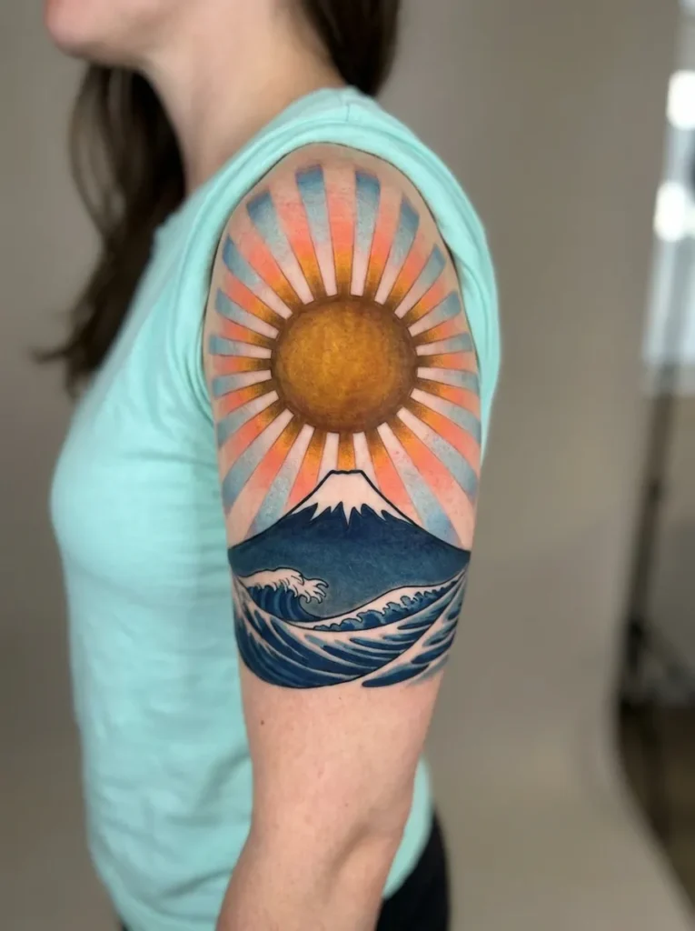 Japanese Rising Sun (Asahi) with Radiant Colors