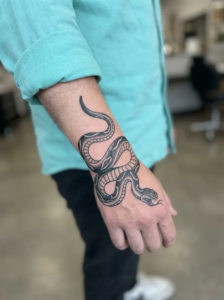 Japanese Snake Hand Tattoo