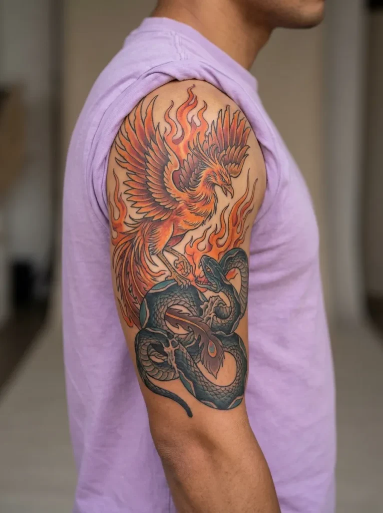 Japanese Snake and Phoenix (Hō-ō)