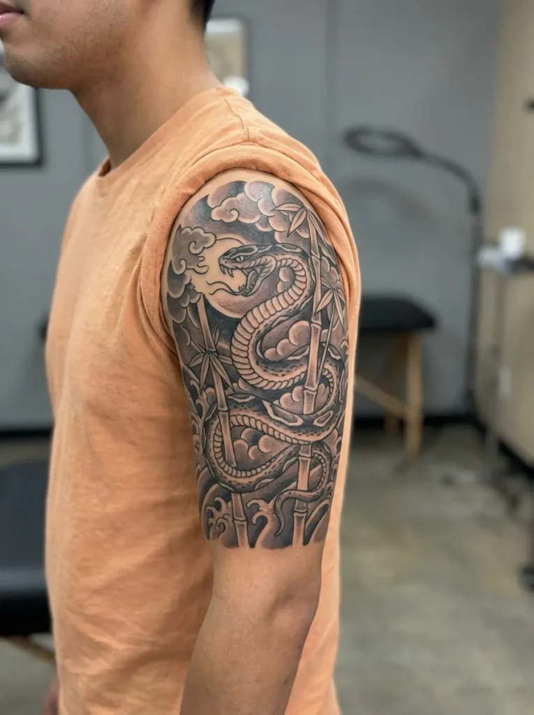 Japanese Snake with Bamboo (Take)