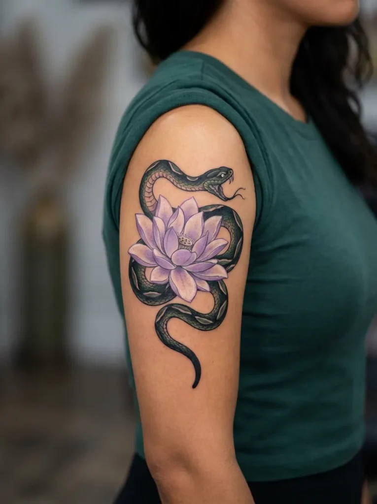 Japanese Snake with Lotus (Hasu)