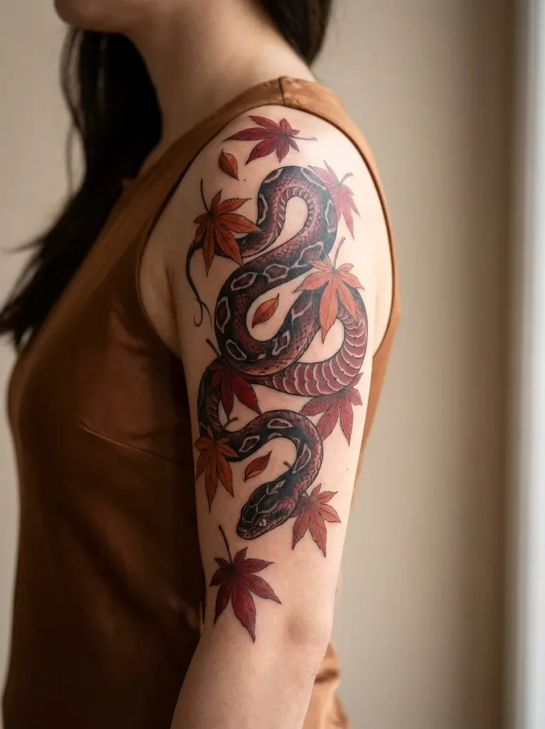  Japanese Snake with Maple Leaves (Momiji)