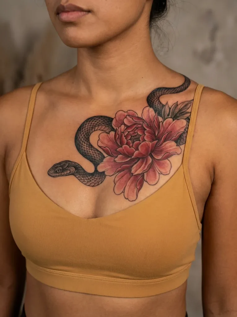 Japanese Snake with Peony (Botan)