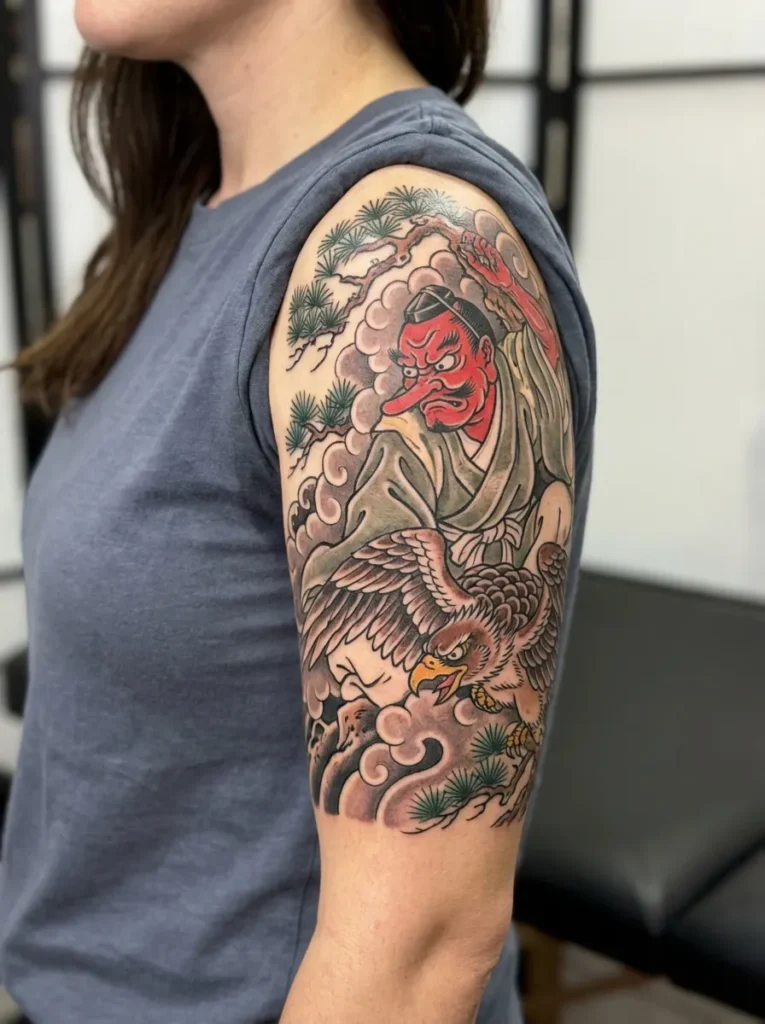 Japanese Tengu Warrior Spirit Tattoo