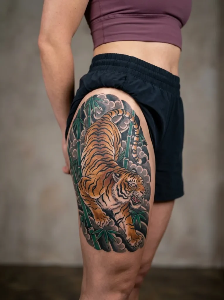 Japanese Tiger (Tora) Thigh Tattoo