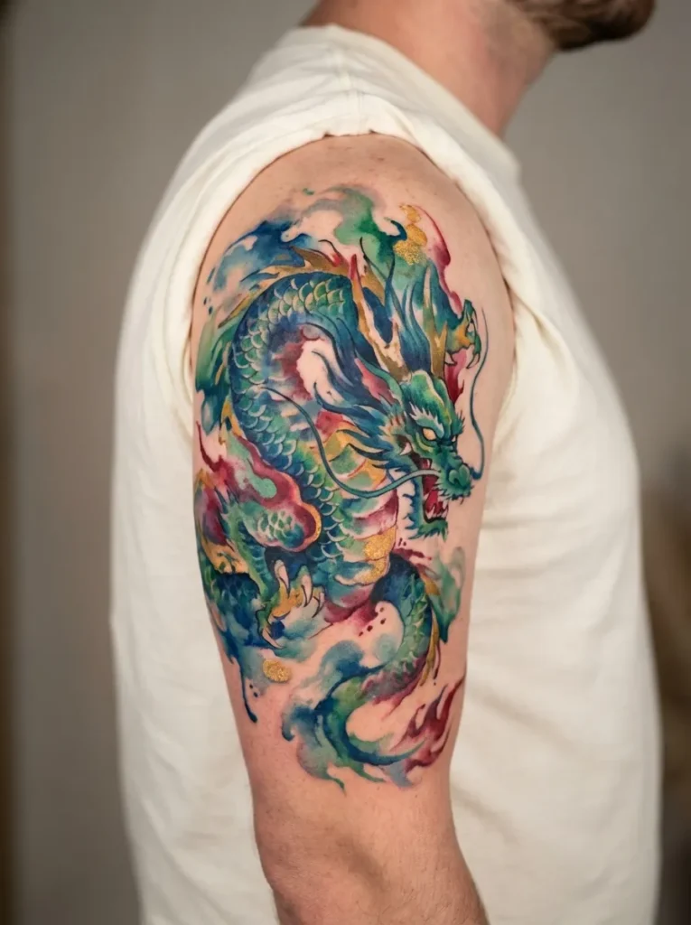 Japanese Watercolor Dragon (Ryū)