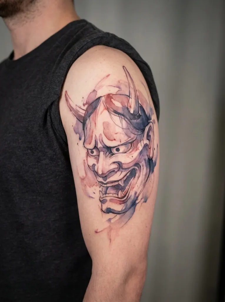 Japanese Watercolor Hannya Mask