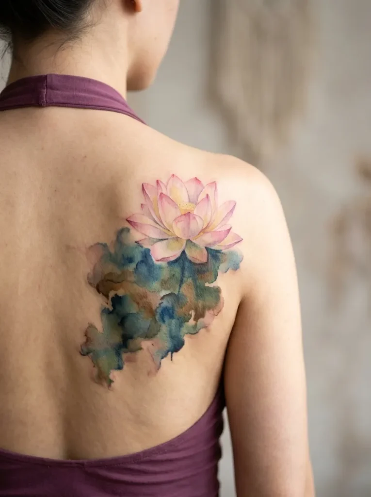 Japanese Watercolor Lotus Flower (Hasu)