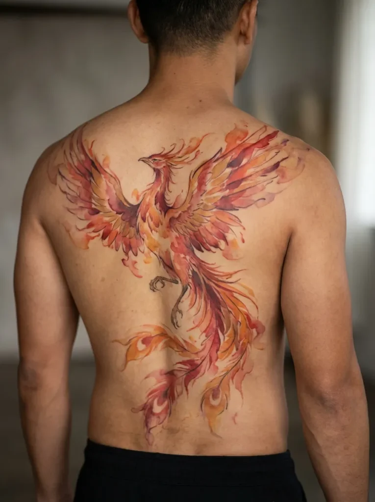 Japanese Watercolor Phoenix (Hō-ō)
