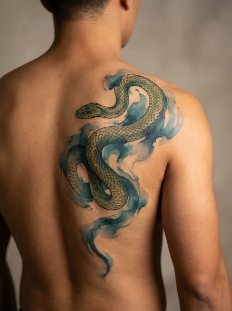 Japanese Watercolor Snake (Hebi)