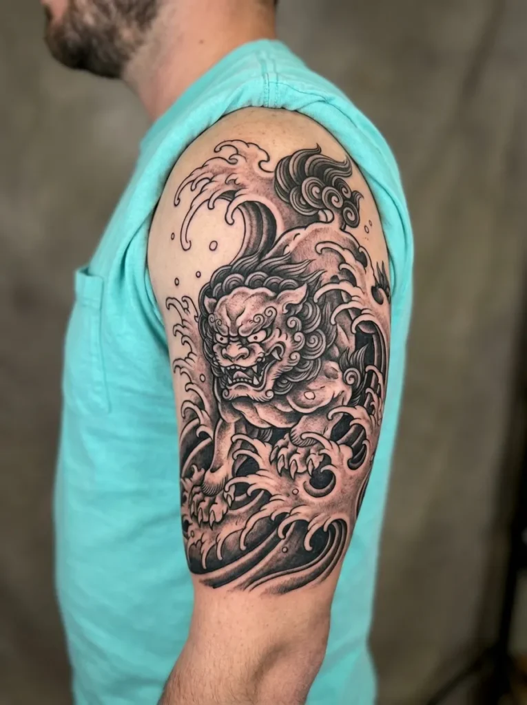 Japanese Wave and Karajishi Guardian Theme