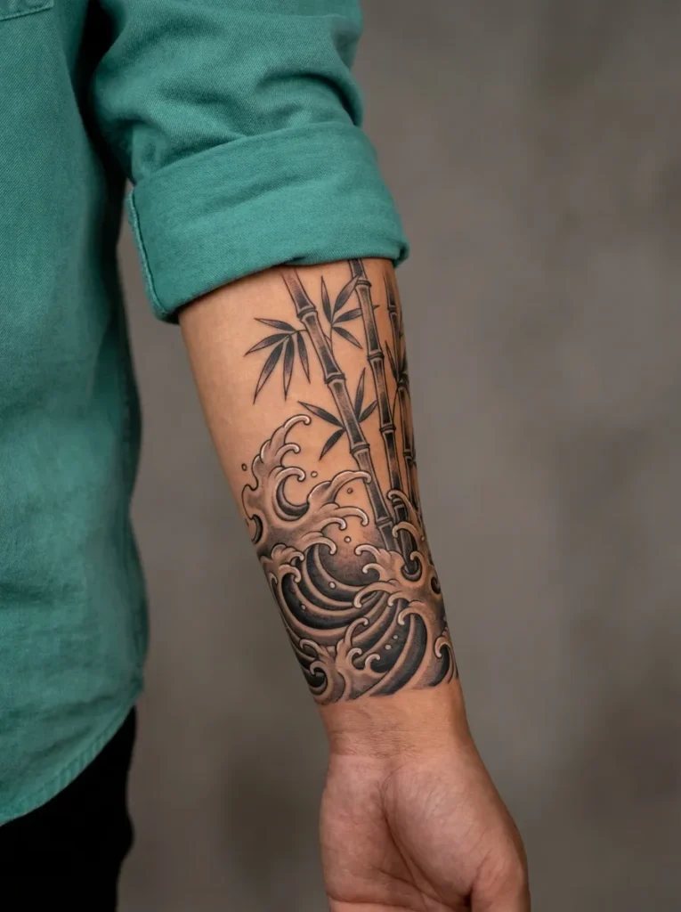 Japanese Wave with Bamboo (Take) Accents