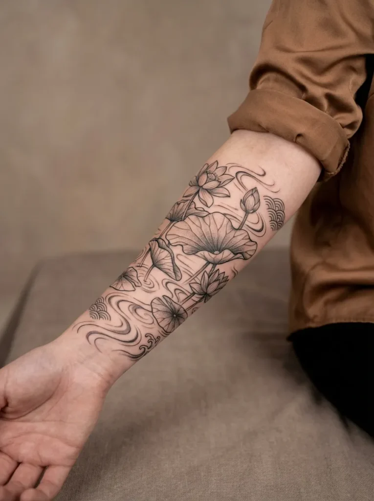 Japanese Wave with Lotus Pond Concept