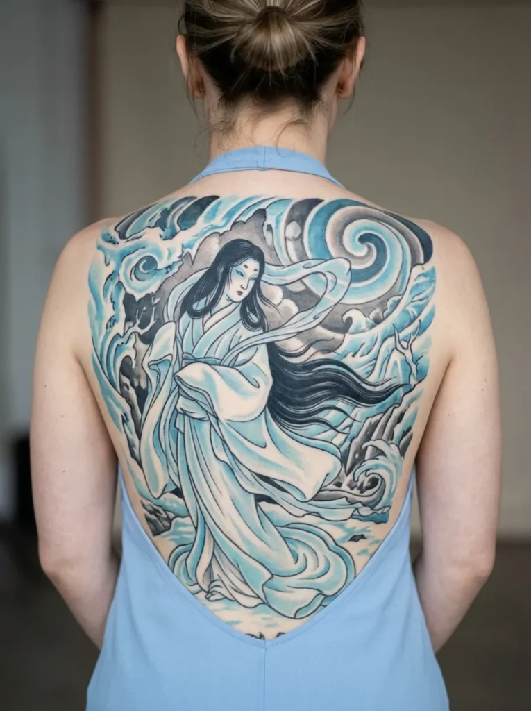 Japanese Yuki-Onna Snow Spirit Tattoo