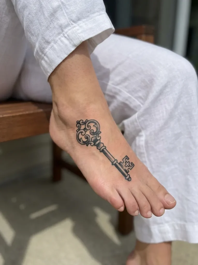Key Foot Tattoo