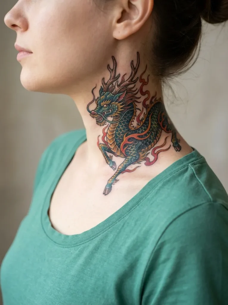 Kirin Neck Tattoo