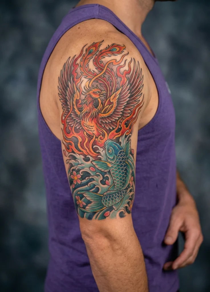 Koi and Phoenix Contrast Theme