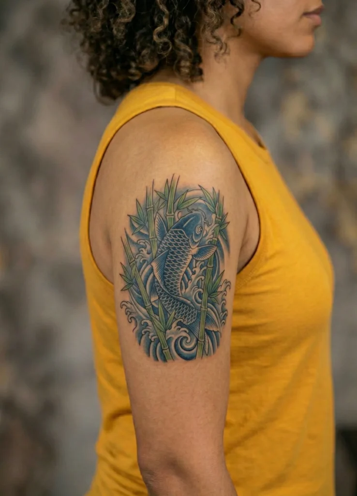 Koi with Bamboo Accents