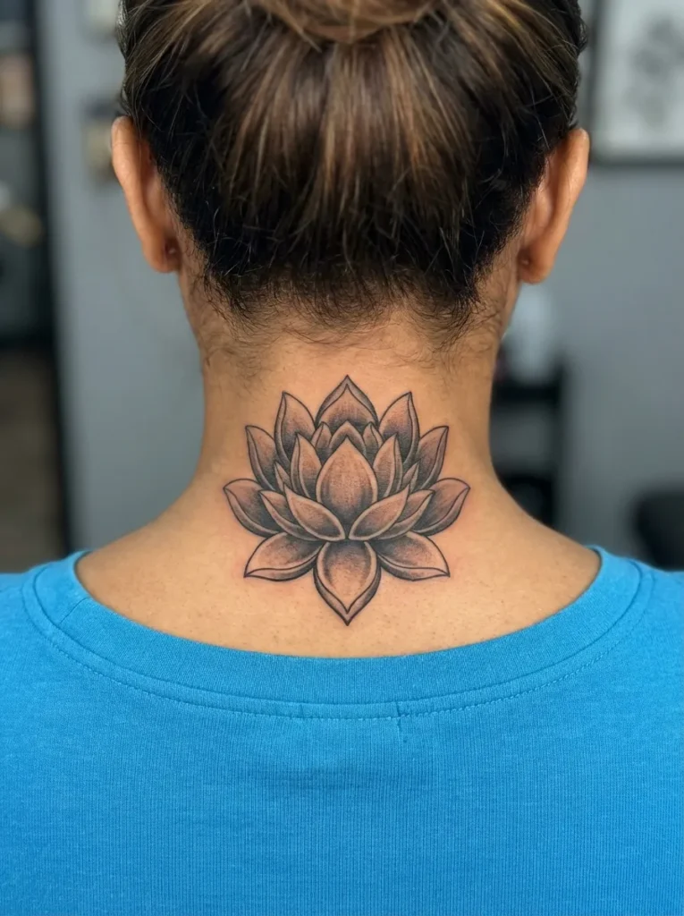 Lotus (Hasu) Neck Tattoo
