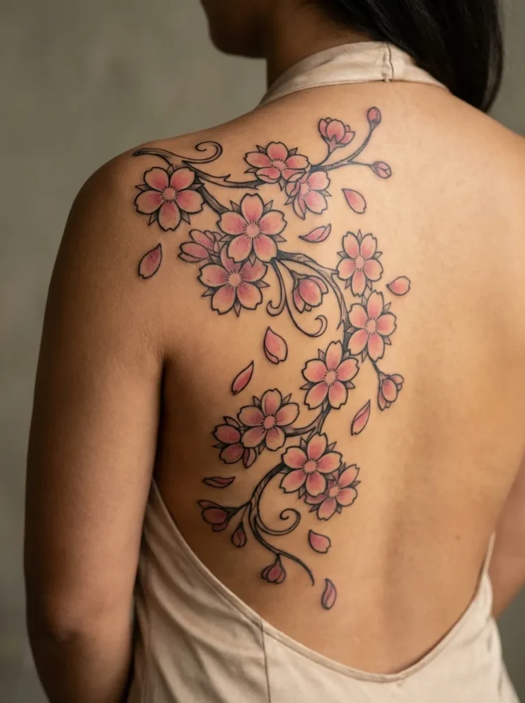 Neo-Traditional Cherry Blossoms (Sakura) Flow