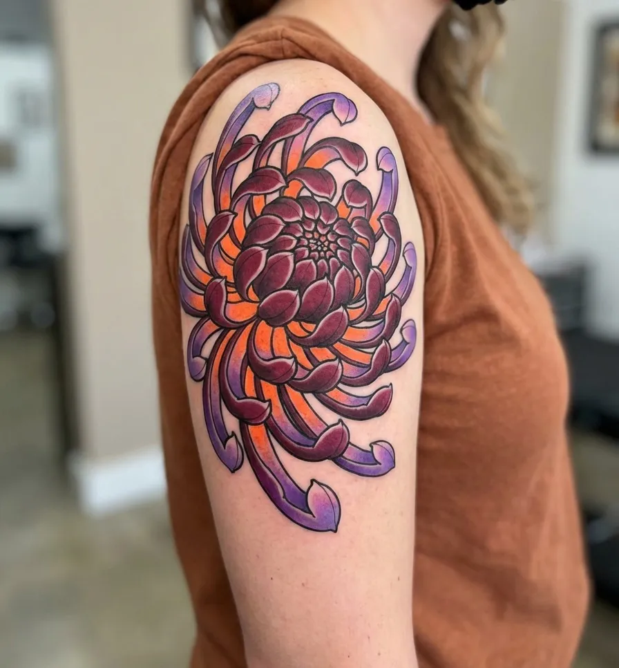 Neo-Traditional Chrysanthemum (Kiku) Detail