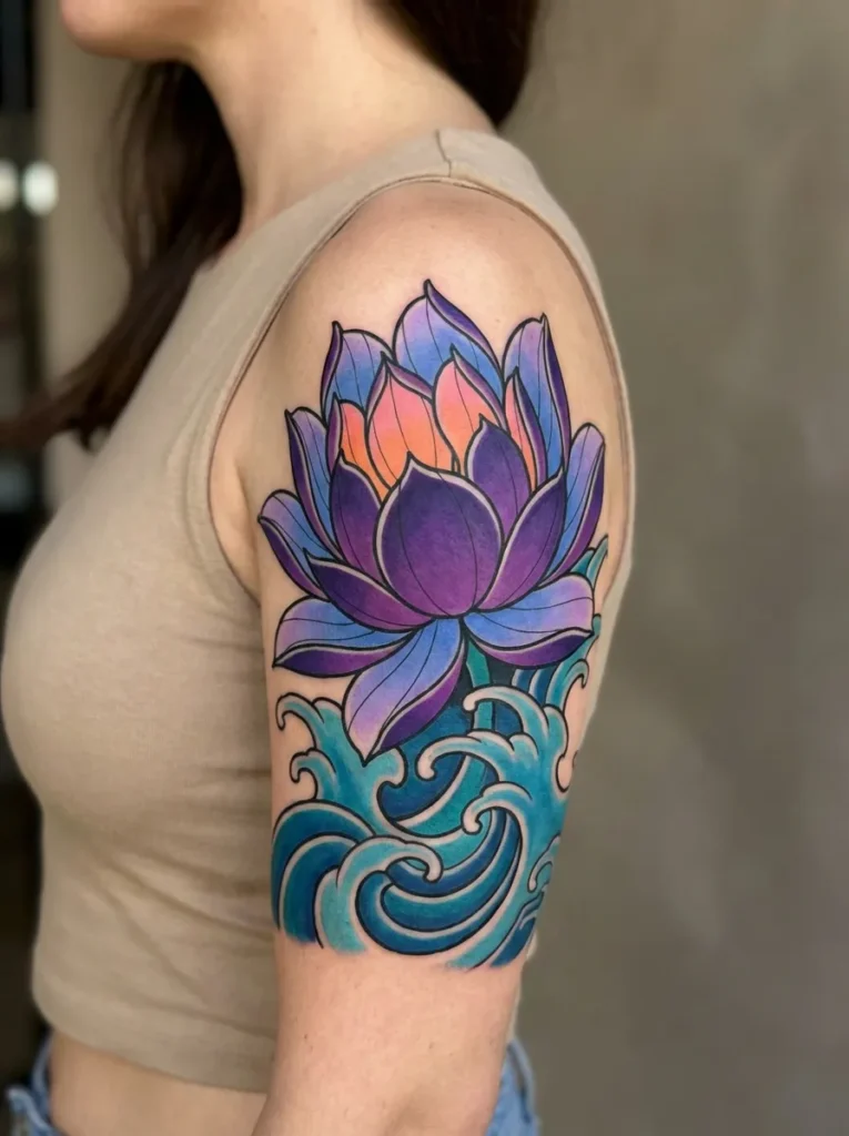 Neo-Traditional Lotus (Hasu) in Bold Hues