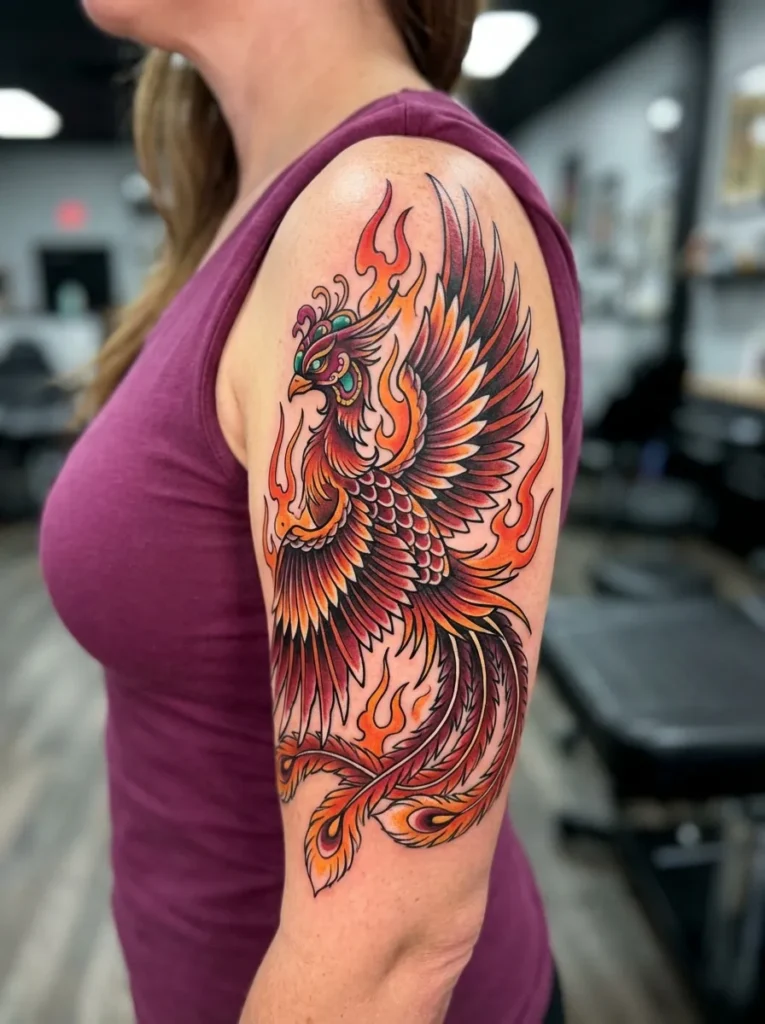 Neo-Traditional Phoenix (Hō-ō) Design