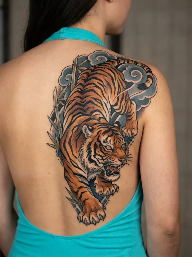 Neo-Traditional Tiger (Tora) with Dynamic Lines