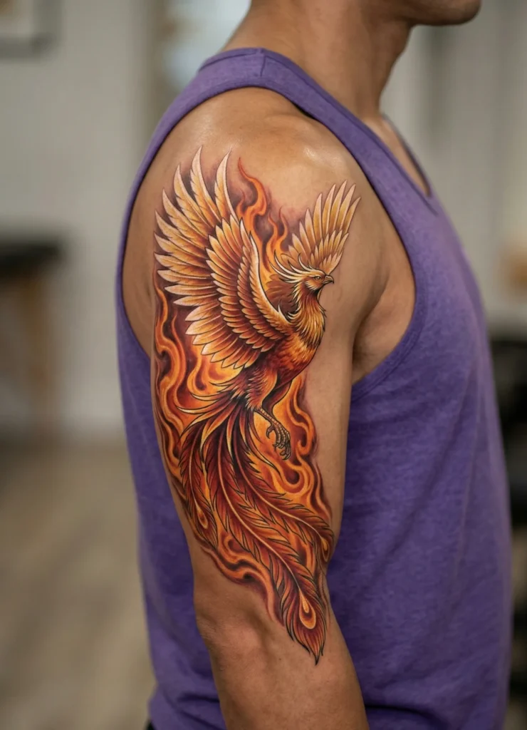 Phoenix Rising from Flames