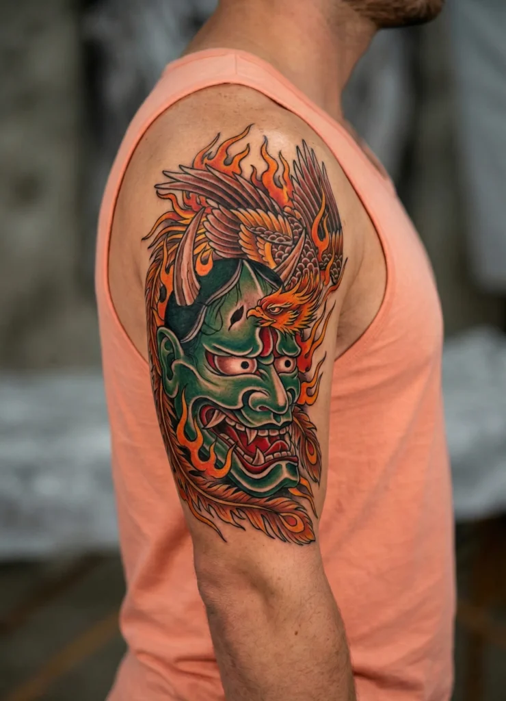Phoenix and Hannya Mask Fusion