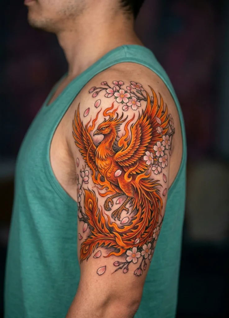 Phoenix with Cherry Blossoms (Sakura)
