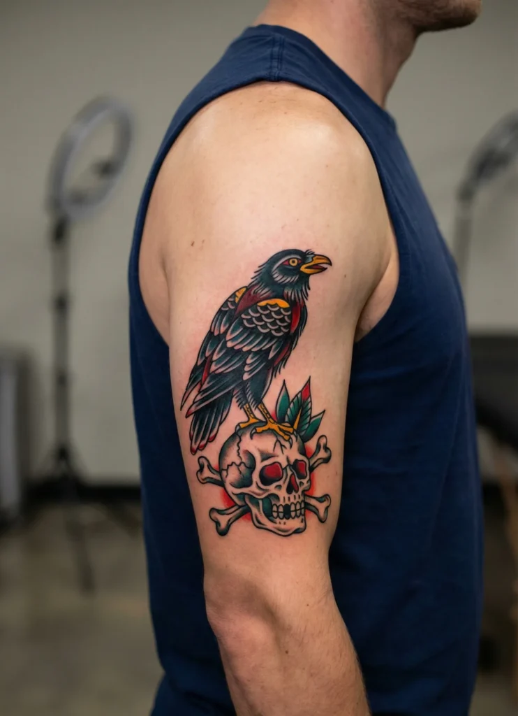 Raven and Skull Tattoo
