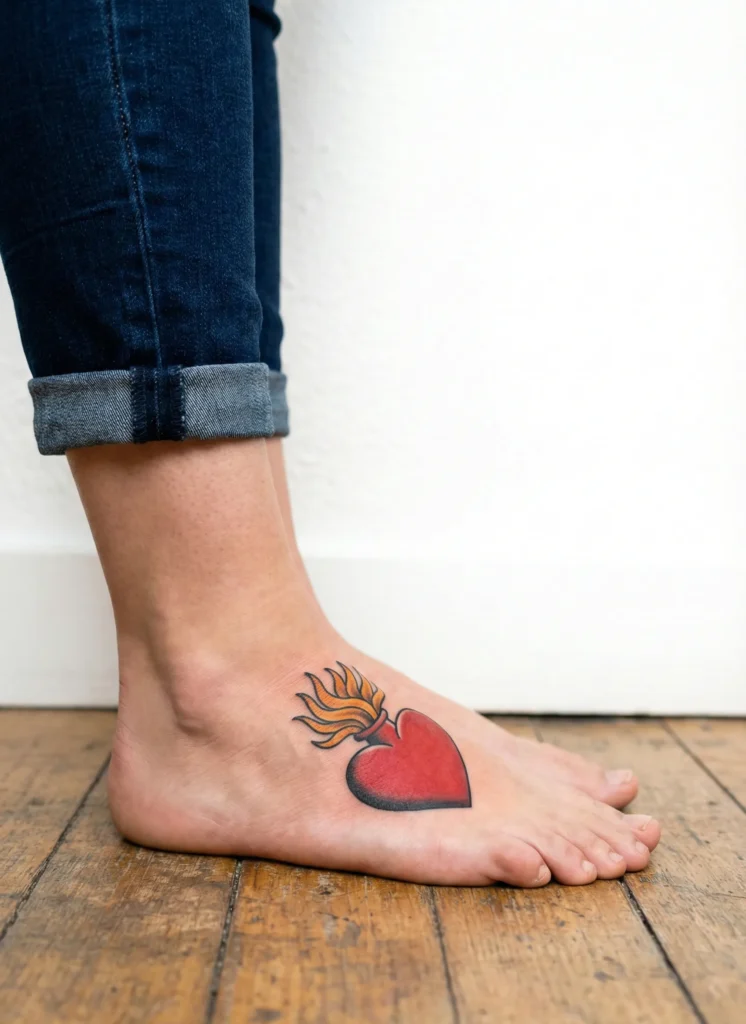 Sacred Heart Foot Tattoo