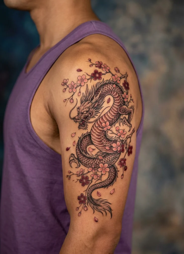 Sakura with Dragon Motif