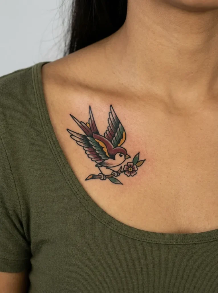 Small Sparrow Bird Tattoos